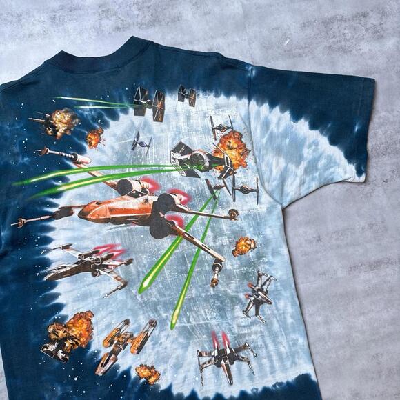 Vintage Star Wars Liquid Blue 1996 Millennium Falcon T shirt - Picture 8 of 8